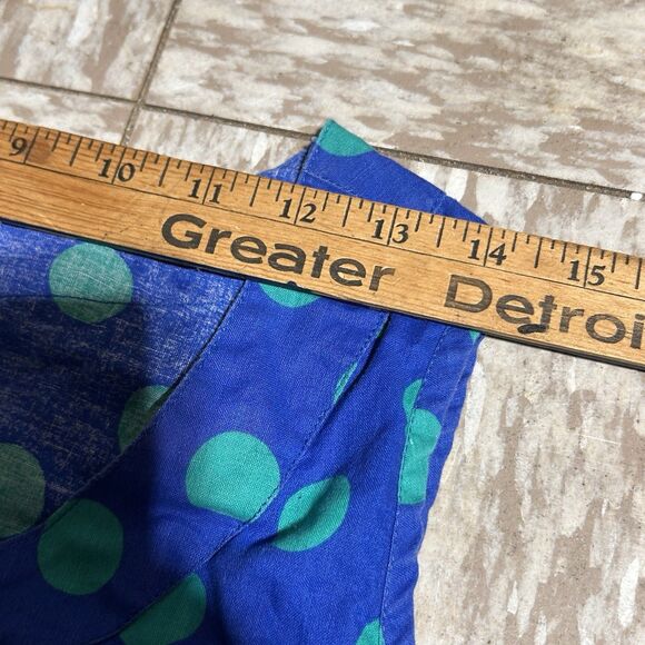 Vintage Blue Green Polka Dot Sundress Midi Women's Large Retro Boho - Picture 6 of 7